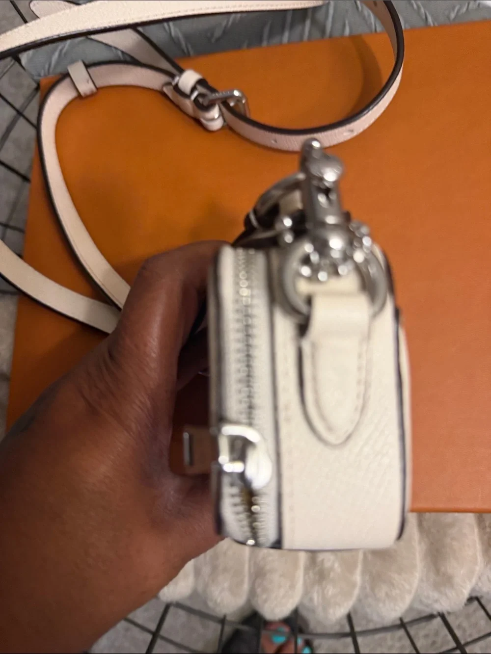 Coach Cream Leather Crossbody Bag with Strap